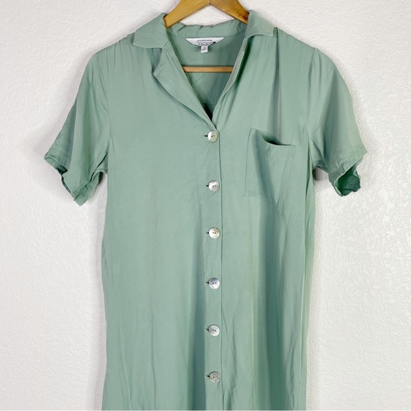 & Other Stories Green Satin Shirt Midi Dress - Picture 2 of 6